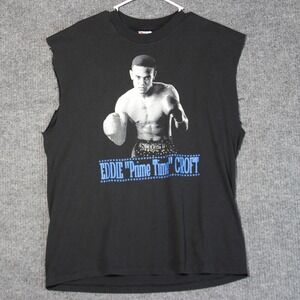 Vintage Eddie Prime Time Croft Boxing Cut Off T Shirt Hanes Black Mens XL‎
